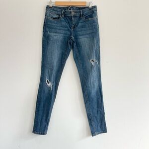 The Limited Denim Skinny Ankle Jeans Medium Wash Distressed W Holes Women’s 6